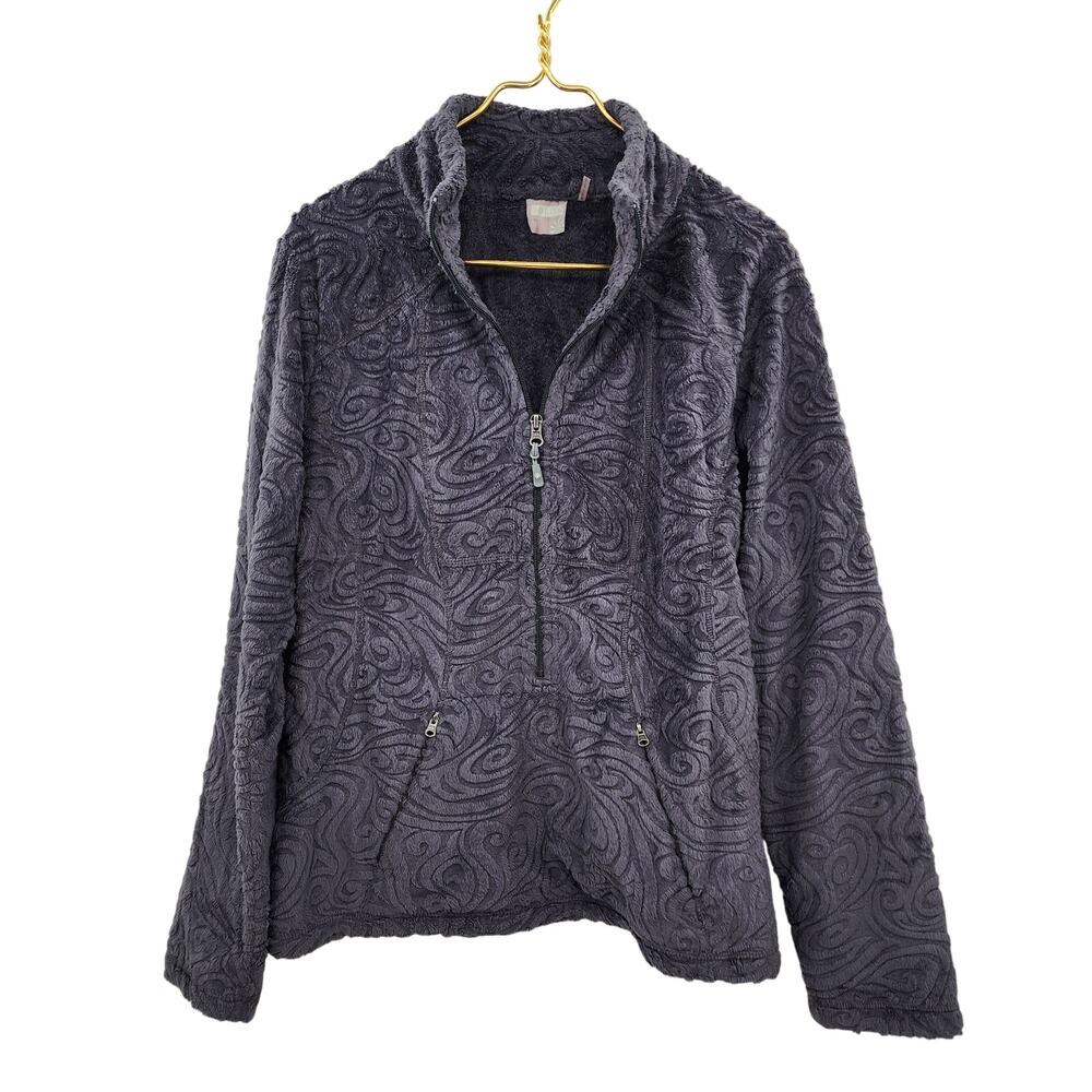Athleta Textured Plush‎ 3/4 Zip Fleece Grey Size XL Style 879644